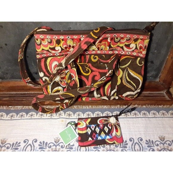Vera Bradley Puccini Matched Purse & Zip ID Case (NWT) Pretty Brown Fall Bags - Picture 1 of 10